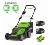 Газонокосилка акумуляторная GreenWorks G24X2LM41, 2*24V, 41 см, без АКБ и ЗУ