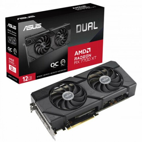 Видеокарта Asus PCI-E 4.0 DUAL-RX7700XT-O12G AMD Radeon RX 7700XT 12Gb 192bit GDDR6 2226/18000 HDMIx1 DPx3 HDCP Ret