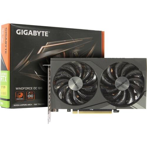 Видеокарта Gigabyte PCI-E 4.0 GV-N3060WF2OC-12GD 2.0 NVIDIA GeForce RTX 3060 12Gb 192bit GDDR6 1792/15000 HDMIx2 DPx2 HDCP Ret