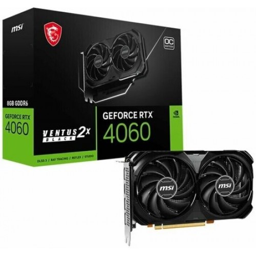 Видеокарта MSI PCI-E 4.0 RTX 4060 VENTUS 2X BLACK 8G OC NVIDIA GeForce RTX 4060 8Gb 128bit GDDR6 2490/17000 HDMIx1 DPx3 HDCP Ret