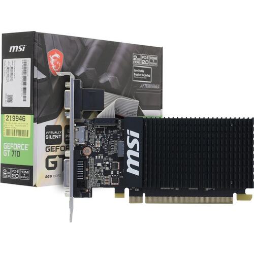 Видеокарта MSI PCI-E GT 710 2GD3H LP NVIDIA GeForce GT 710 2Gb 64bit DDR3 954/1600 DVIx1 HDMIx1 CRTx1 HDCP Ret low profile