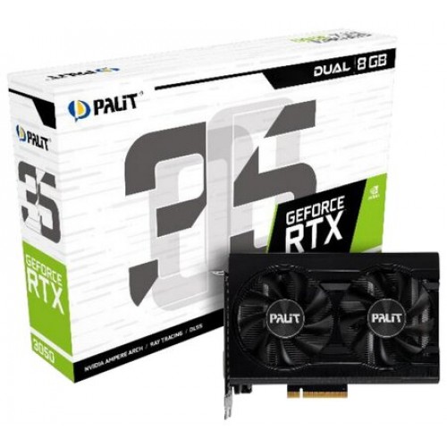 Видеокарта Palit PCI-E 4.0 PA-RTX3050 DUAL NVIDIA GeForce RTX 3050 8Gb 128bit GDDR6 1552/14000 DVIx1 HDMIx1 DPx1 HDCP Ret