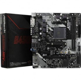 Материнская плата Asrock B450M-HDV R4.0 Soc-AM4 AMD B450 2xDDR4 mATX AC`97 8ch(7.1) GbLAN RAID+VGA+DVI+HDMI