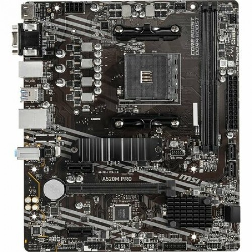 Материнская плата MSI A520M PRO Soc-AM4 AMD A520 2xDDR4 mATX AC`97 8ch(7.1) GbLAN RAID+VGA+HDMI+DP