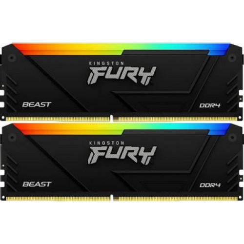 Память DDR4 2x16GB 3200MHz Kingston KF432C16BB2AK2/32 Fury Beast RGB RTL Gaming PC4-25600 CL16 DIMM 288-pin 1.35В kit single rank с радиатором Ret