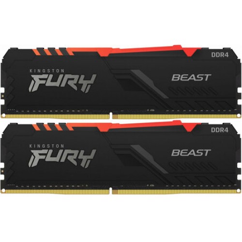 Память DDR4 2x8GB 3200MHz Kingston KF432C16BB2AK2/16 Fury Beast RGB RTL Gaming PC4-25600 CL16 DIMM 288-pin 1.35В kit dual rank с радиатором Ret