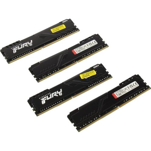 Память DDR4 4x4GB 2666MHz Kingston KF426C16BBK4/16 Fury Beast Black RTL Gaming PC4-21300 CL16 DIMM 288-pin 1.2В single rank с радиатором Ret