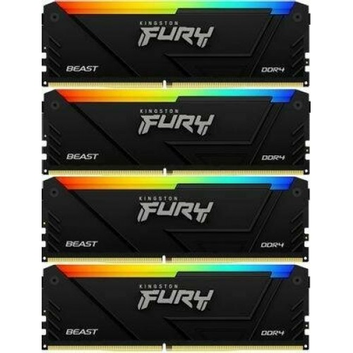 Память DDR4 4x8GB 3600MHz Kingston KF436C17BB2AK4/32 Fury Beast RGB RTL Gaming PC4-28800 CL17 DIMM 288-pin 1.35В kit single rank с радиатором Ret