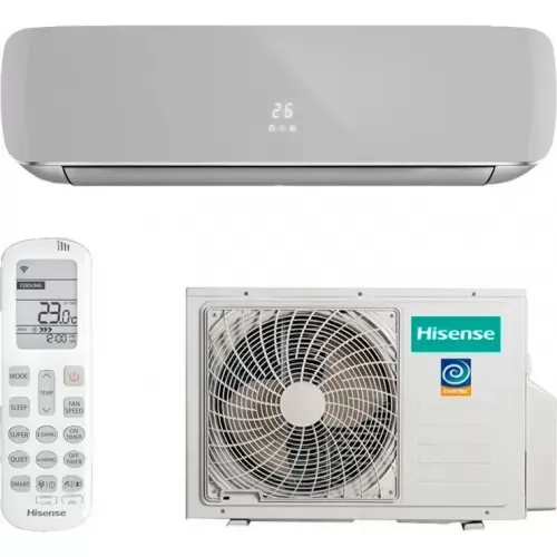 Сплит-система инверторная Hisense Silver Crystal Super DC Inverter AS-13UW4RVETG01(S) настенная, до 35м2, 13000 BTU, серебристый